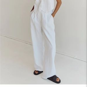 Dissh White Linen Pants